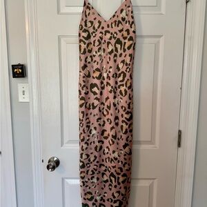 Show Me Your MuMu Pink and Green Leopard Dress